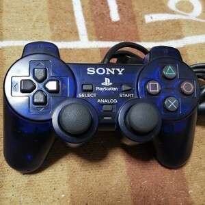 動作確認済　純正品 PS2 コントローラー デュアル ショック 2 ミッドナイト ブルー クリア スケルトン PlayStation2 DUALSHOCK 2 ソニー