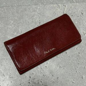 PaulSmith 長財布　ポールスミス　レザー財布　二つ折り 赤　レッド　ボルドー　ワインレッド