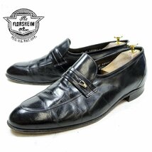 10-3E表記 28cm相当 Florsheim フローシャイム ストラップローファー ブラック 黒 革靴 /24.2.1/P79_画像1