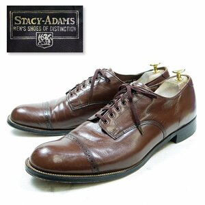 11D表記 29cm相当 STACY ADAMS ステイシーアダムス ストレートチップ キャップトゥ 外羽根 穴飾り レザー ブラウン /24.2.1/P89