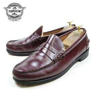 9D表記 27cm相当 Florsheim フローシャイム ペニーローファー コインローファー ビーフロール レザー 革靴 バーガンディ /24.2.1/P92