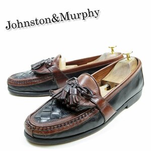 10M表記 28cm相当 Johnston&Murphy ジョンストン＆マーフィー キルトタッセルローファー 2トーンカラー ブラウン ブラック /24.2.2/P126