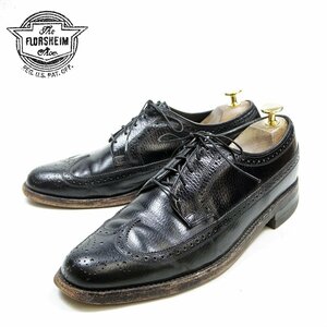 8D表記 26cm相当 The Florsheim Shoe フローシャイム ウィングチップ フルブローグ ブラック/24.2.2/P136