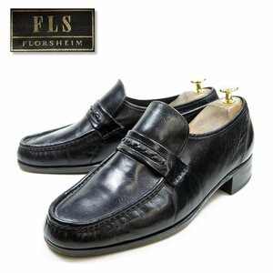 8-1/2 3E表記 26.5cm相当 Florsheim フローシャイム ストラップローファー ブラック 黒 革靴 /24.2.2/P123