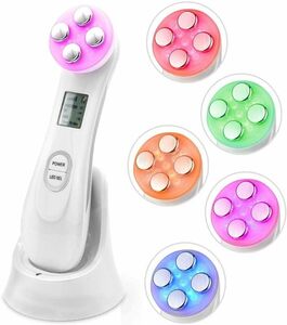 S76-1★【新品未使用品】6in1 EMSエレクトロポレーション美顔器 超音波 イオン導入 RF高周波 LED光エステ 超音波振動 多機能美容器 ピンク