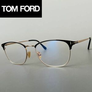 【1円スタート】メガネ■TOM FORD■トムフォード サーモントブロー メンズ レディース ブラック ゴールド メタル 黒 金 ハーフリム ブロー