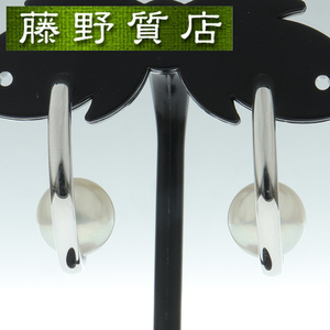 ( новый товар с отделкой ) Mikimoto MIKIMOTO жемчуг обруч серьги K18 WG × жемчуг PE-1684PU серьги 8513
