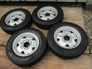 中古スタッドレスタイヤ ホイール 4本セット ヨコハマ ice GUARD 175/80Ｒ16 9分山位 16×5Ｊ 139.7/5H 約+25 ハブ径 約108mm ジムニー