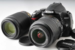 [現状品] Nikon D3000 18-55mm f3.5-5.6 55-200mm f4-5.6 ダブルレンズ