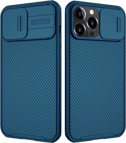 c-506 iPhone 13 Pro Max ケース カメラレンズ保護 アイホン スライド式 13 pro max ケース 軽量 スマホケース - 青