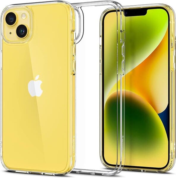 c-538 Spigen iPhone14Plus ケース クリア ストラップホール付き TPU バンパーケース 2重構造 米軍MIL規格取得 (クリスタル・クリア)