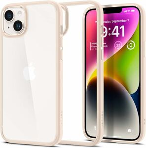 c-549 Spigen iPhone14Plus ケース 衝撃吸収 耐衝撃 ストラップホール付き 米軍MIL規格取得 黄変なし (サンド・ベージュ)