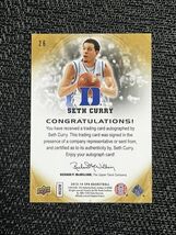 【RC】 Seth Curry セス・カリー 2013-14 Upper Deck SP Authentic Rookie Auto 直筆サイン NBA ホーネッツ Stephen Curry 弟_画像2