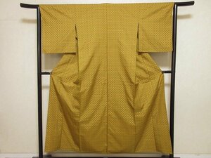 ドークブア■黄八丈　単衣　越後　市松綾織　格子　極上の逸品　103