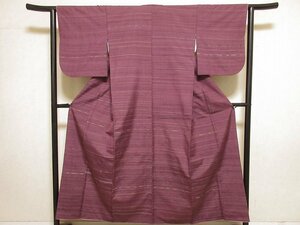 ドークブア■紬　横段　めがね織　紫鳶　極上の逸品　211