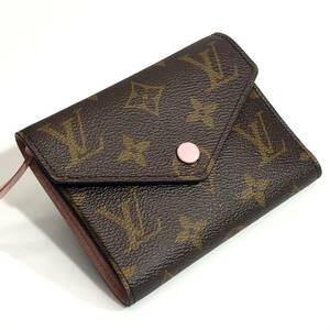 ★極美品★LOUIS VUITTON ルイヴィトン モノグラム ポルトフォイユ・ヴィクトリーヌ ローズ・バレリーヌ 三つ折り財布 コンパクト M62360