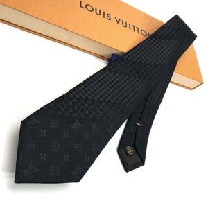 ★極美品／王道★LOUIS VUITTON ルイヴィトン クラヴァット・ミックスモノグラム 9CM ノワール／ブラック ネクタイ LVロゴ M73591