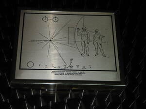 NASA探査機パイオニア10号/11号　宇宙人へのメッセージ　金属プラックレプリカ　byカールセーガンPioneer10message Plaque for ET/Replica