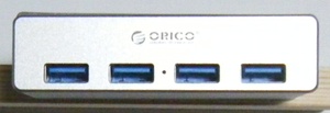 ◆ORICO USB3.0ハブ 4ポート クリップ式 5Gbps高速 5V/2A給電ポート付き シルバー MH4PU-P