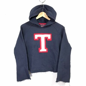 F9503dL TOMMY JEANS トミージーンズ サイズS/P スウェットパーカー プルオーバー フードパーカー ネイビー レディース ロゴ カジュアル