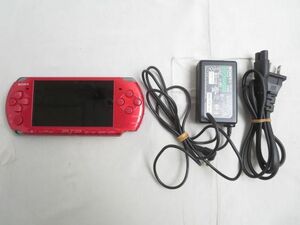 【同梱可】中古品 ゲーム PSP 本体 PSP3000 ラディアントレッド 動作品 初期化済み バッテリー無し 充電ケーブル付き