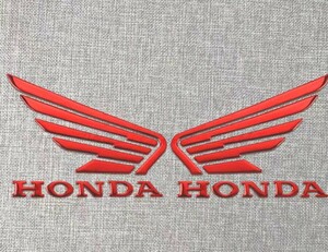 ホンダ　立体3Dエンブレム　大【レッド】HONDAステッカー　カスタム タンクウイングエンブレム2枚セット オートバイ車タンクウイング 本田