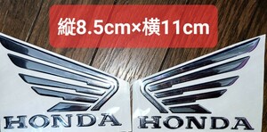 ネコポス発送 ホンダ立体大【シルバー】HONDAステッカープレミアム ウイングエンブレム翼 3D立体WING カスタムドレスアップ本田2枚セット