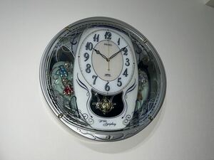 【美品！】 セイコーウェーブシンフォニー AM225S 電波時計 壁掛け時計 