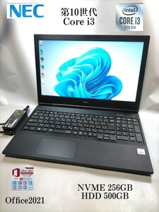 2021年製 NEC VersaPro VE9 core i3 10110U nvme256GB HDD500GB メモリ8GB wi-fi カメラ Bluetooth DVD Office2021 即使用可 保証あり