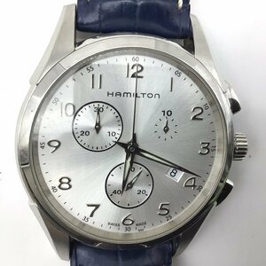 1955【電池交換済】HAMILTON ハミルトン 腕時計 メンズ クロノグラフ H386120 ジャズマスター シルバー文字盤 ラウンドフェイス デイト 可