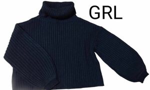 GRL リブタートルニット ショート丈 タートルネック ニット トップス セーター タートルネック タートルネックセーター 