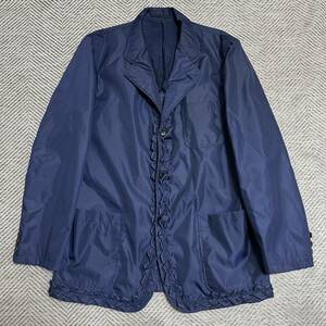 00SS COMME des GARCONS HOMME コムデギャルソンオム ナイロンフリルデザインテーラードジャケット M 紺 AD1999 田中オム Vintage Archive