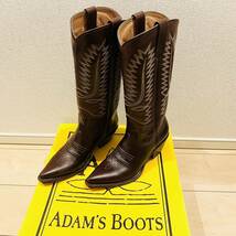 【未使用に近い】ADAM'S BOOTS アダムスブーツ 9001 ウエスタンブーツ US6.5 ブラウン グッドイヤーウェルト製法 箱付き_画像1