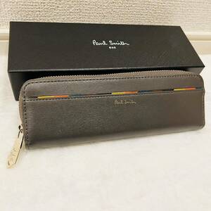 【美品】Paul Smith ポールスミス ペンケース 筆箱 グレー P788N アーティストストライプ