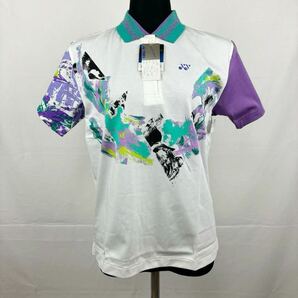 ヨネックス YONEX ポロシャツ 半袖 女子シャツ バドミントン テニス 卓球Tシャツ スポーツウェア パープル ホワイト 日本製　AM6221
