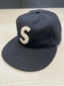 美中古SUPREME シュプリーム x EBBETS FIELD FLANNELS エベッツフィールドフランネルズ S LOGO FITTED 6-PANEL CAP Sロゴ 6パネル