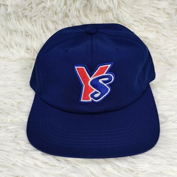 未使用 ヤクルトスワローズ ベースボールキャップ 旧ロゴ 刺繍 プロ野球応援グッズ 帽子 M 紺 ネイビー 青 ブルー YS