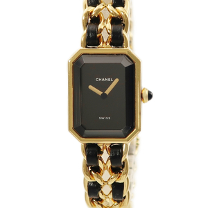 [3 year guarantee ] Chanel Premiere L size H0001 black rectangle chain bangle quarts lady's wristwatch 