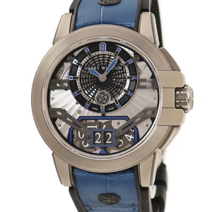 [3 year guarantee ] Harry Winston Ocean Project Z11 OCEABD42ZZ001 alloy skeleton black blue limitation self-winding watch men's wristwatch 