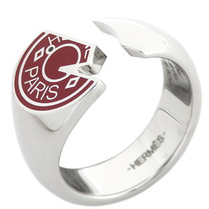  Hermes кольцо кольцо ka Roo zeru красный X silver metallic ru Rucker #T60