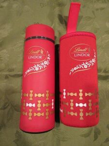 リンドール★ＬＩＮＤＯＲ　ノベルティ・グラスタンブラー/蓋つきガラスボトル/携帯用ホルダー付き　新品・未使用