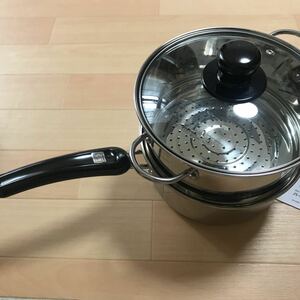 パール金属　18センチ　未使用品　蓋付き　片手鍋　蒸し器　ステンレス鍋　か