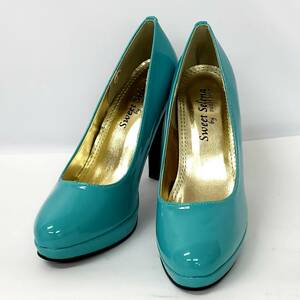 *[ stock disposal price ][ translation equipped ]Sweet Selena Suite Serena pumps beautiful legs blue enamel L size high heel *F02-370p