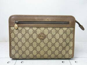 GUCCI/グッチ　セカンドバッグ　GG柄　ブラウン/茶　USED