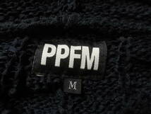 格安廃版レアモデルかっこいい・PPFM(ペイトンプレイス)・濃紺～黒系地・便利な半袖前ボタン型フード付き高級ニットブルゾン M_画像4