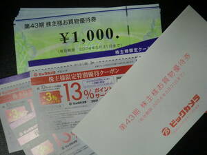 ◇追跡・匿名配送対応◇ビックカメラ◇株主優待券　18000円分（1000円×18枚＆株主クーポン5枚)◇優待券の有効期限：2024年5月31日まで