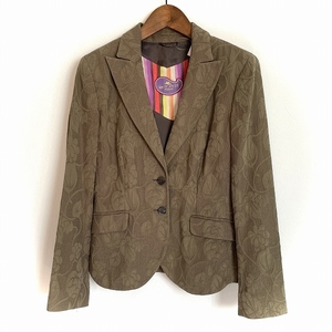 #snc エトロ ETRO ジャケット 44 カーキ 総柄 長袖 大きいサイズ 麻混 レディース [846066]