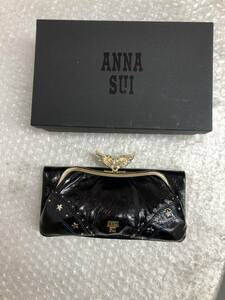 ANNA SUI アナスイ　レザー　がま口　長財布　ブラック　ニケ　口金　316520-10　☆保存品☆