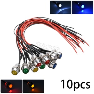 特価●ターンシグナル インジケータ ライト ランプ 10ピース 防水 12V　LED　8ｍｍ パイロット ダッシュパネル 車 ボート ライト