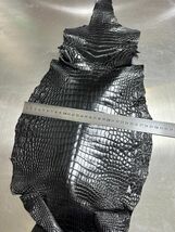 激安！現品写真 横29cm 素材　シャムワニ クロコダイル ワニ本革 腹部革 クラフト レザークラフト 本物 一枚原革 ナチュラル ブラック_画像6